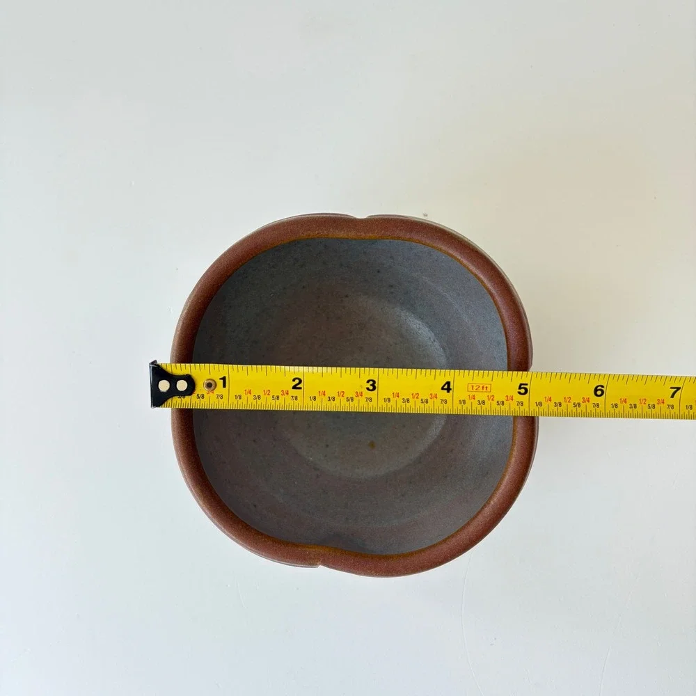 Handmade Studio Pottery Wabi Sabi Lobed Bowl Glaze 5in